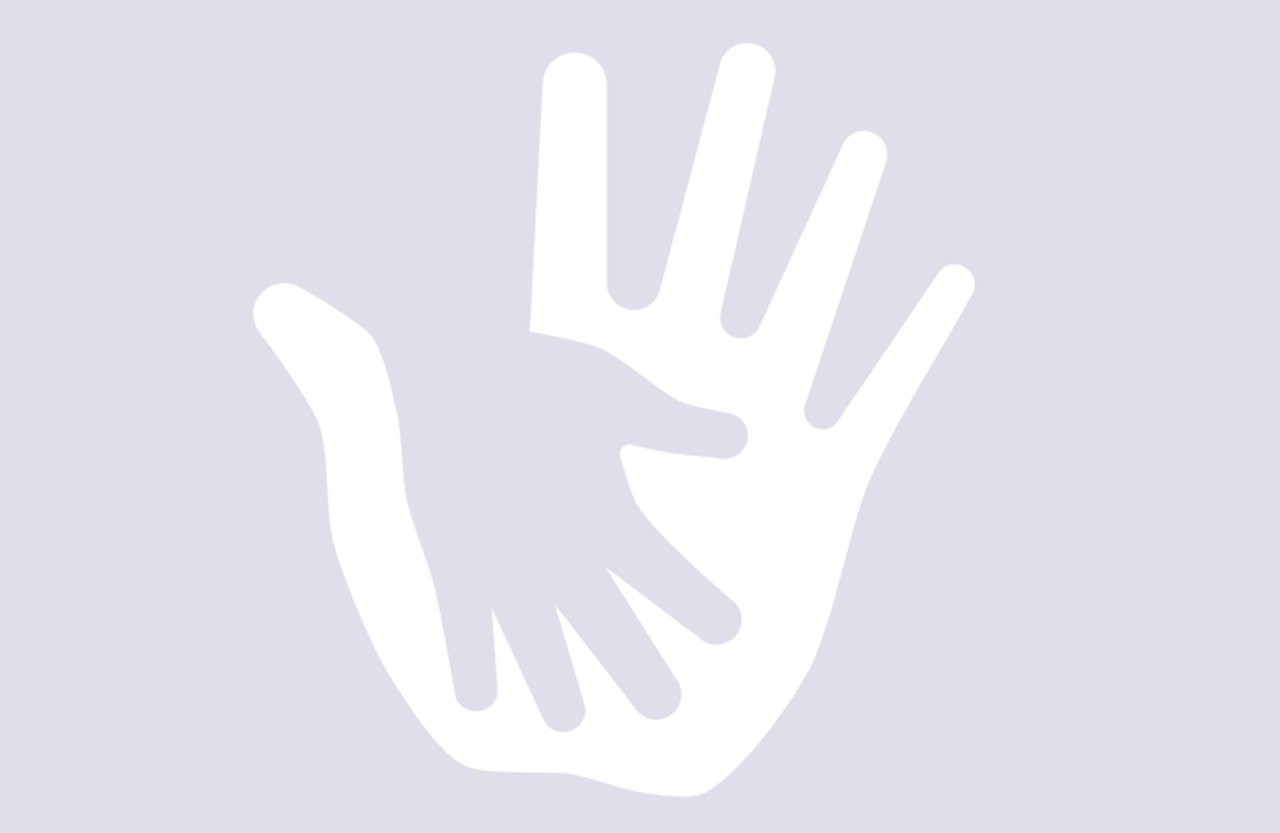 Graphic of a child's hand in an adult hand.