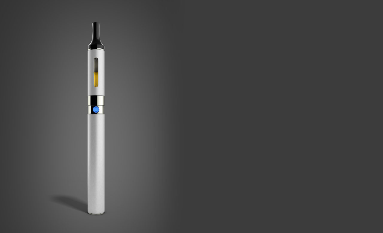 white electronic cigarette on a grey background 