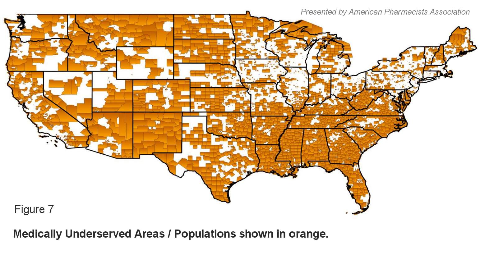 Figure 7: Medically Underserved Areas / Populations shown in orange.